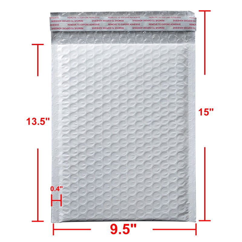 9527 برودكت 9527 مغلفات فقاعية ذاتية الإغلاق من البولي إيثيلين، مقاس 9.5 بوصة × 13.5 بوصة، مغلفات شحن مبطنة، 25 قطعة - Image 3